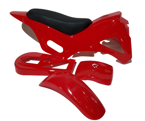 FMD01 MINI DIRT BIKE 5 PIECE FAIRING PLASTICS & SEAT SET RED