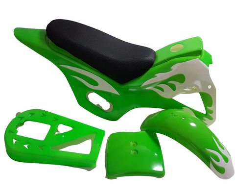 FMD11 MINI DIRT BIKE FAIRING PLASTICS PANELS GREEN & WHITE 49CC MINI DIRT