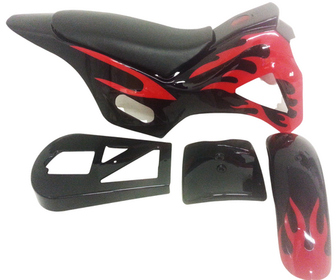 FMD16 RED / BLACK 49CC MINI DIRT BIKE FAIRINGS PLASTICS BODY NUMBER BOARD MUD GUARD