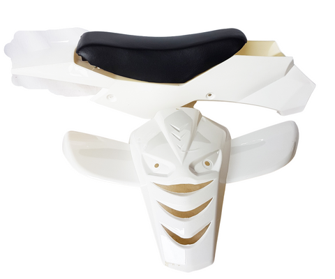FMQ16 PLAIN WHITE MINI QUAD FAIRING PLASTICS WITH SEAT