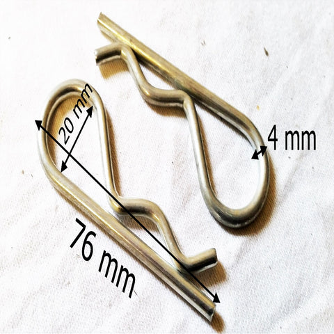 NU093 PACK OF 2, R CLIPS, TRAILER CLIPS PIN BOLTS 76 MM X 4 MM