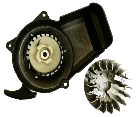 PU022 EASY PULL START & FLY WHEEL FOR MINI MOTO / DIRT BIKE METAL CASING PLASTIC COG