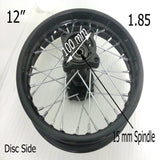 RIM50 REAR WHEEL RIM 12" 1.85 FOR PIT / DIRT BIKE 110CC 125CC BLACK 15MM SPINDLE - Orange Imports - 1
