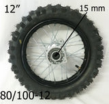 RIM70 12" REAR WHEEL RIM AND TYRE 80/100-12 (1.85) FOR 110CC DIRT / PIT BIKE - Orange Imports - 1