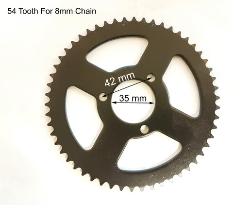 SPR16 KXD MINI DIRT BIKE 54 TOOTH REAR SPROCKET 49CC 8MM CHAIN