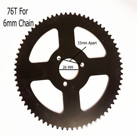 SPR38 76 TOOTH REAR SPROCKET FOR MINI MOTO 6MM 25H CHAIN