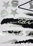 ST093 MINI QUAD BIKE FAIRING STICKERS BLACK / SILVER 49CC MINI QUAD BIKE