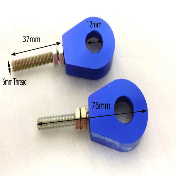 CHT07 SET OF CHAIN TENSIONERS 12MM BLUE ALLOY FOR DIRT / PIT BIKE