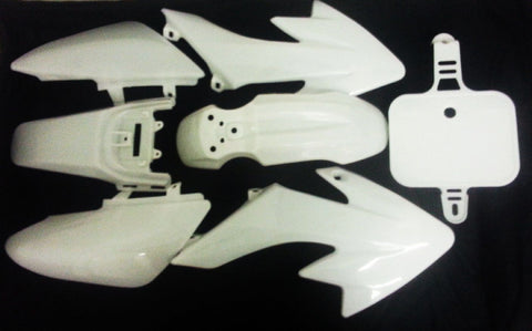 FDB02 SET OF WHITE CRF PIT / DIRT BIKE PLASTICS FAIRINGS 50CC - 125CC - Orange Imports