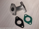IM011 CURVED METAL INLET MANIFOLD 17 MM GASKETS FOR PIT / DIRT / QUAD BIKE 90CC / 110CC / 125CC - Orange Imports - 3