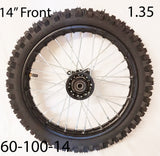 RIM71 14" FRONT WHEEL RIM AND TYRE 60/100-14 (1.35) 110CC/125CC DIRT / PIT BIKE