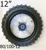 RIM91 12" REAR WHEEL RIM AND TYRE 80/100-12 125CC DIRT / PIT BIKE 12MM FITTING