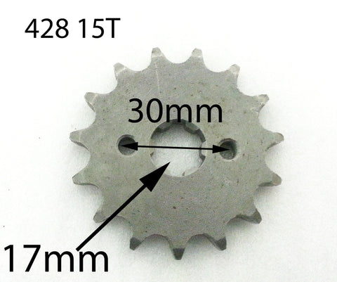 SPF15 FRONT SPROCKET COG 428 15T FOR QUAD BIKE 17MM - Orange Imports