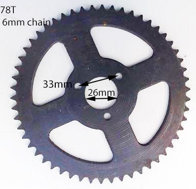 SPR07 REAR SPROCKET 78 TOOTH FOR MINI MOTO / MINI QUAD BIKE FOR 6 MM CHAIN - Orange Imports