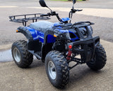 JLA13  BLUE 4 STROKE,  150CC, GY6 OFF ROAD QUAD BIKE , FORWARD / REVERSE,  WITH TOW BAR,