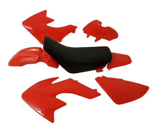 CRF04 SET OF RED CRF PIT DIRT BIKE PLASTICS WITH SEAT FAIRINGS