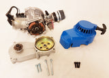 ENG31 COMPLETE ENGINE WITH TRANSFER BOX, BLUE PULL START FOR 49CC MINI DIRT BIKE