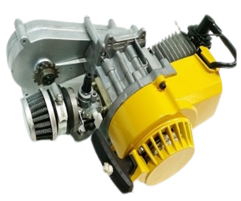 ENG32 COMPLETE ENGINE TRANSFER BOX YELLOW PULL START FOR 49CC MINI DIR Orange Imports