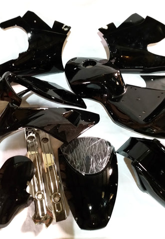 FMM09 MINI MOTO COMPLETE FAIRING KIT PLASTICS BLACK - Orange Imports - 1