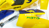 FMM28 COMPLETE FAIRING PLASTICS SET SEAT SCREEN YELLOW / BLUE FOR 49CC MINI MOTO - Orange Imports - 3