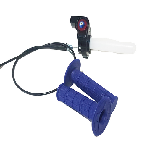 QUICK ACTION 1/4 TURN THROTTLE, BLUE GRIPS & THROTTLE CABLE DIRT PIT QUAD BIKE