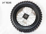 RIM88 REAR 14" WHEEL, RIM WITH TYRE FITTED SDG FOR DIRT PIT BIKE 90-100-14