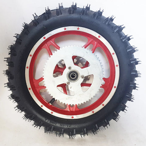 WMD06 RED REAR 10" WHEEL 49CC MINI DIRT BIKE RIM WITH TYRE,DISC, SPROCKET DB49-1