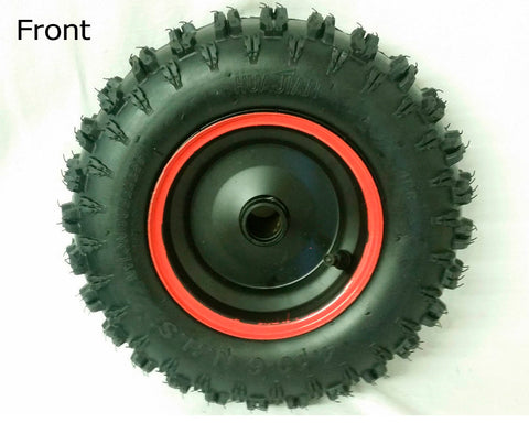 FRONT 6" MINI QUAD BIKE WHEEL RIM WITH TYRE 4.10-6 RED, BLUE OR GREEN
