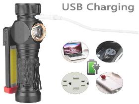 COB & LED WORK LIGHT TORCH  RECHARGEABLE  USB  WATERPROOF FOLDING TORCH