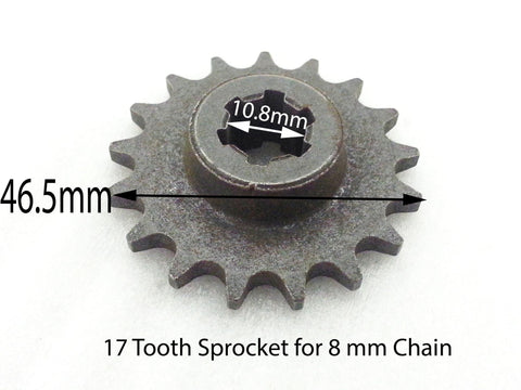 SPF20 FRONT SPROCKET 17 TOOTH FOR 49CC MINI DIRT BIKE / 8 MM CHAIN SPROCKET - Orange Imports - 1
